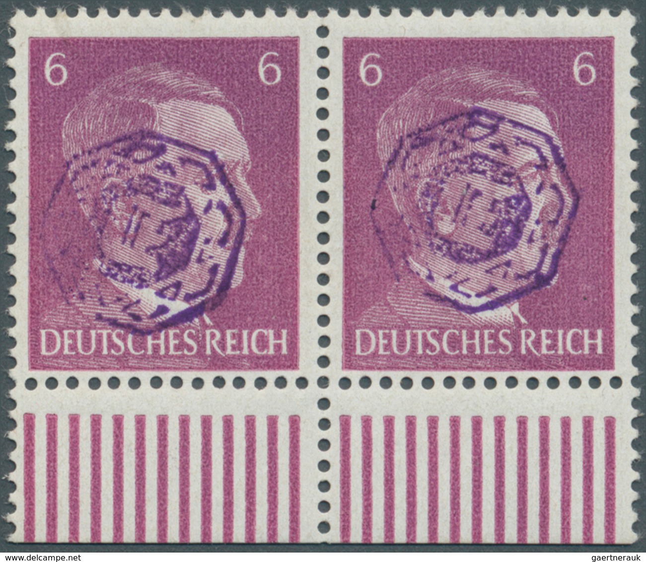 19735 Deutsche Lokalausgaben Ab 1945: Löbau: 1945, 6 Pfg. Hitler Mit Blauviolettem, Kopfstehendem Aufdruck - Other & Unclassified