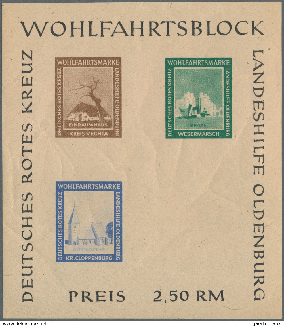 19740 Deutsche Lokalausgaben Ab 1945: 1948, OLDENBURG, 2 Ungezähnte Blocks "Rotes Kreuz", Ein Block Mit Fe - Sonstige & Ohne Zuordnung