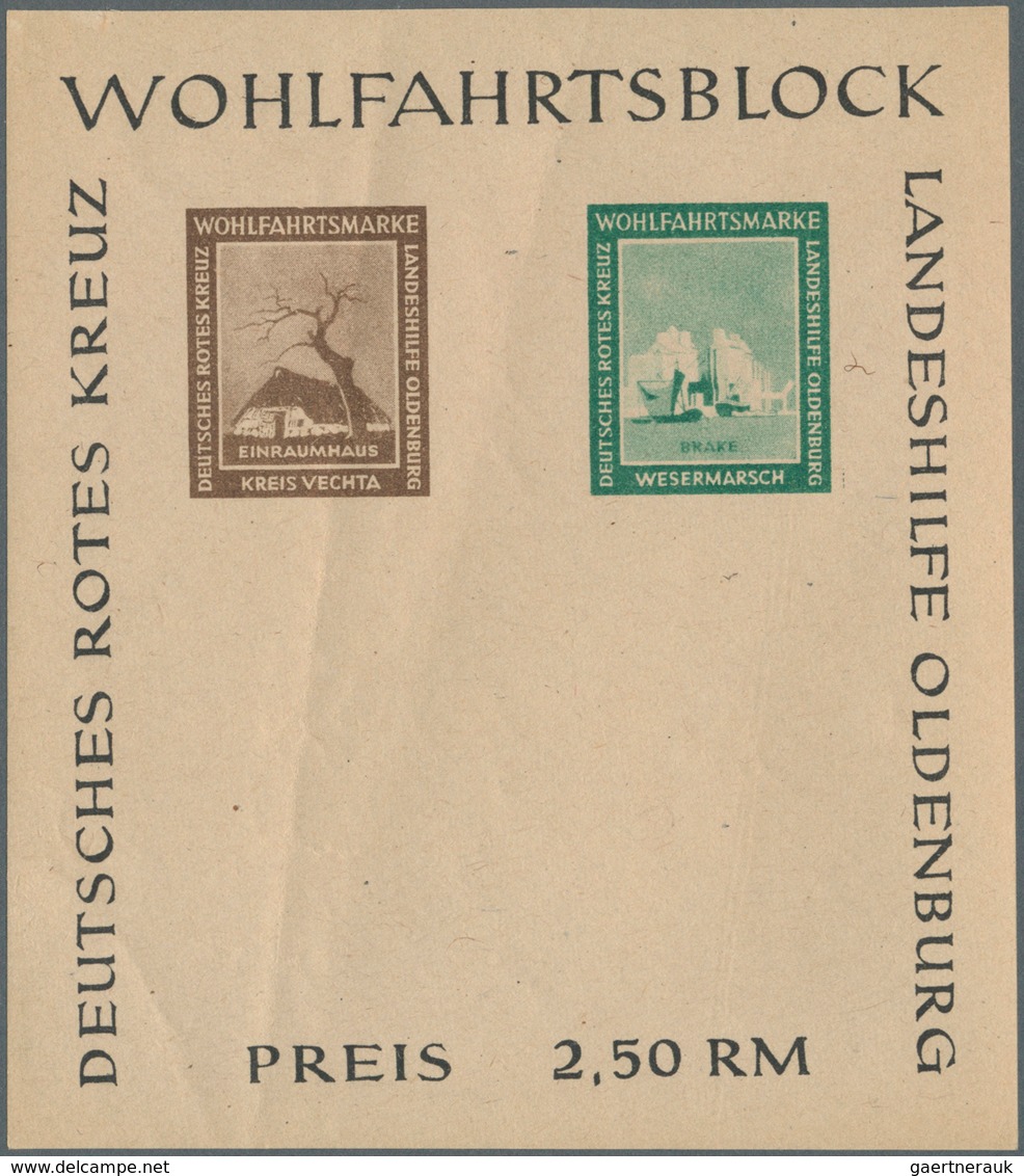 19740 Deutsche Lokalausgaben Ab 1945: 1948, OLDENBURG, 2 Ungezähnte Blocks "Rotes Kreuz", Ein Block Mit Fe - Sonstige & Ohne Zuordnung