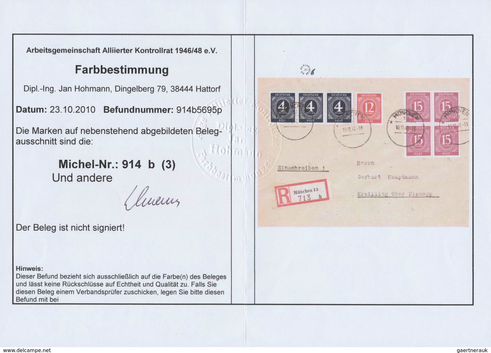 19777 Alliierte Besetzung - Gemeinschaftsausgaben: 1947, Freimarke 4 Pf Ziffer Schwarzblau Im Dreierstreif - Other & Unclassified