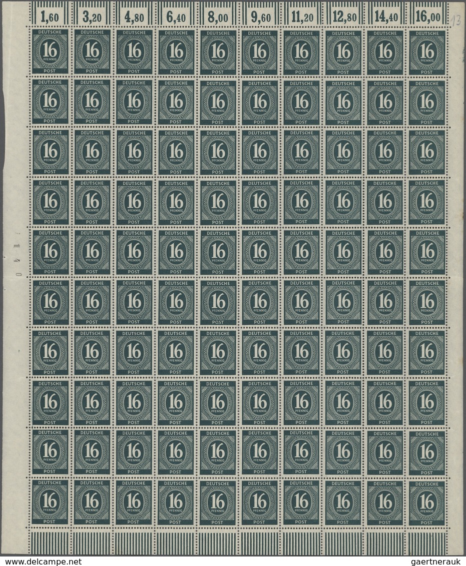 19779 Alliierte Besetzung - Gemeinschaftsausgaben: 1946, 6 Pf. Ziffern Kompletter Bogen (100 Stück) In Sel - Other & Unclassified