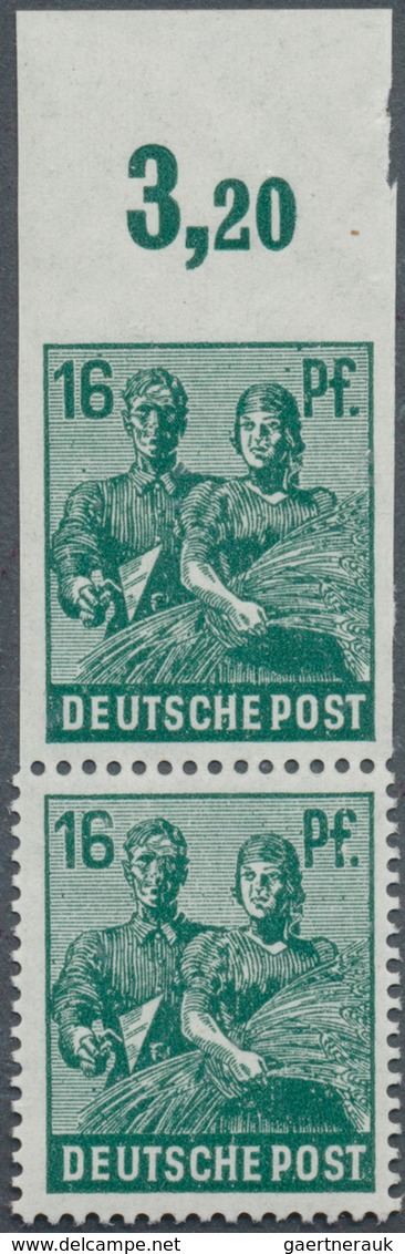 19789 Alliierte Besetzung - Gemeinschaftsausgaben: 1947, 16 Pfg. Arbeiter, Senkrechtes Paar Vom Oberrand, - Other & Unclassified