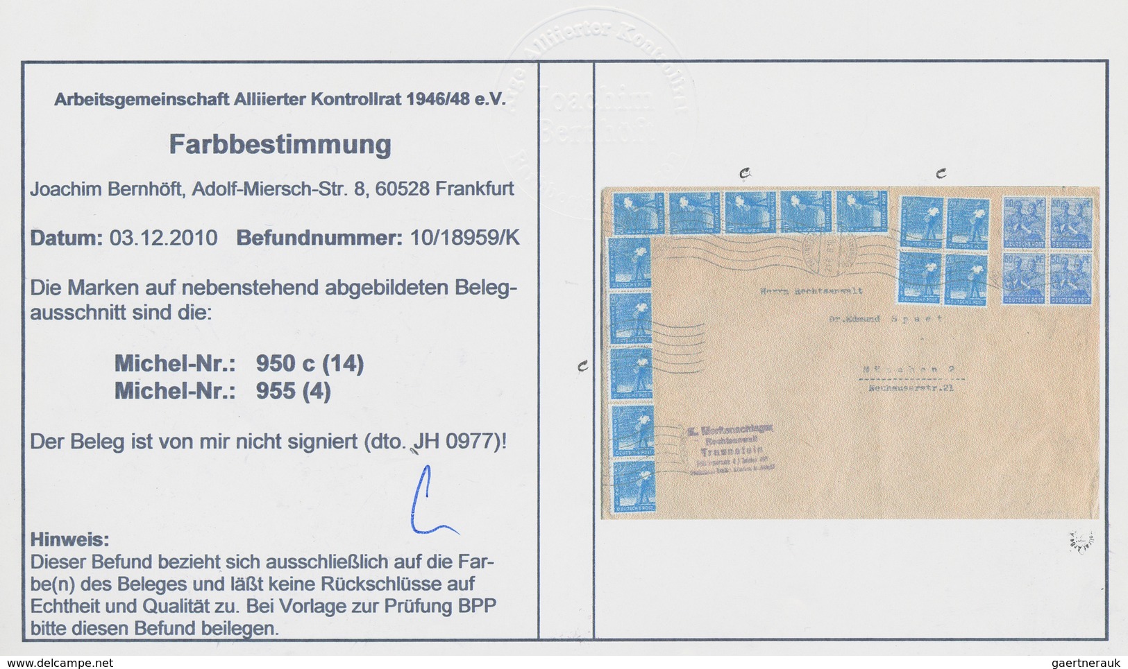 19790 Alliierte Besetzung - Gemeinschaftsausgaben: 1946, 20 Pfg. Arbeiter Graukobalt , 14 Stück In Einheit - Other & Unclassified