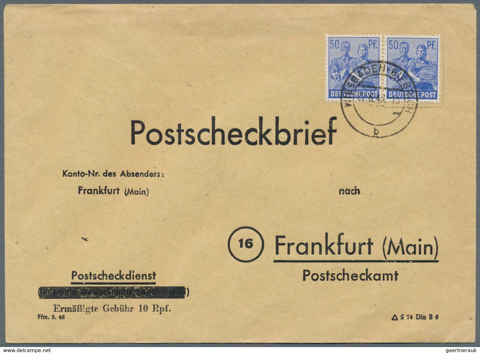 19792 Alliierte Besetzung - Gemeinschaftsausgaben: 1948, Zehnfach-Frankaturen, Zwei Belege Mit 50 Pf Arbei - Sonstige & Ohne Zuordnung