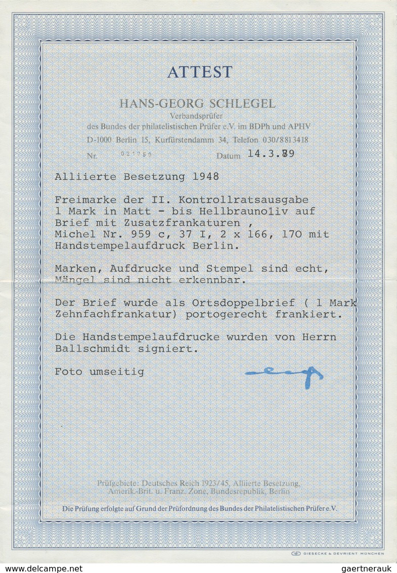 19799 Alliierte Besetzung - Gemeinschaftsausgaben: 1948: 1 Mk Taube In I Farbe (hellgelbgrün Schwach Fluor - Sonstige & Ohne Zuordnung