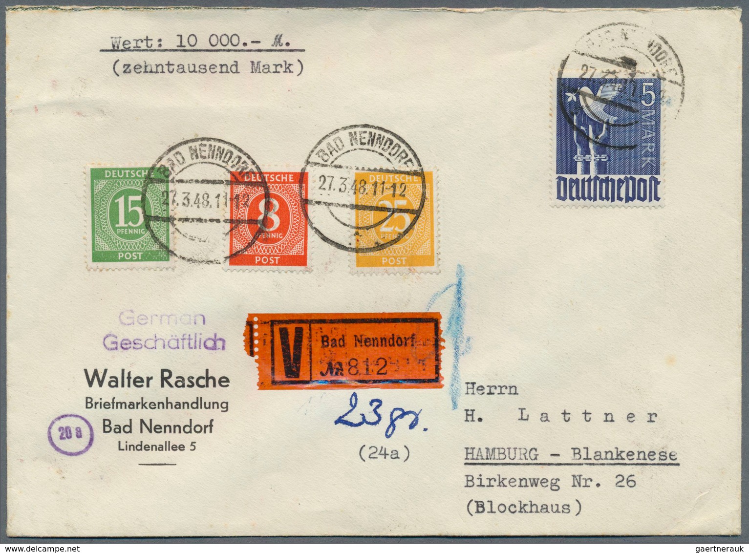 19806 Alliierte Besetzung - Gemeinschaftsausgaben: 1948, Zehnfach-Frankaturen, Zwei Portorichtige Wertbrie - Other & Unclassified