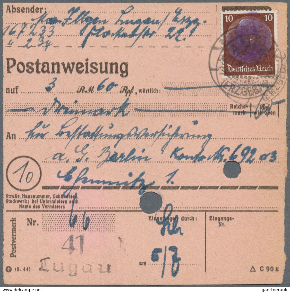 19813 Sowjetische Zone - Sächsische Schwärzungen: 1945, 10 Pfg. Hindenburg Mit Schwärzung, Zwei Einzelwert - Other & Unclassified