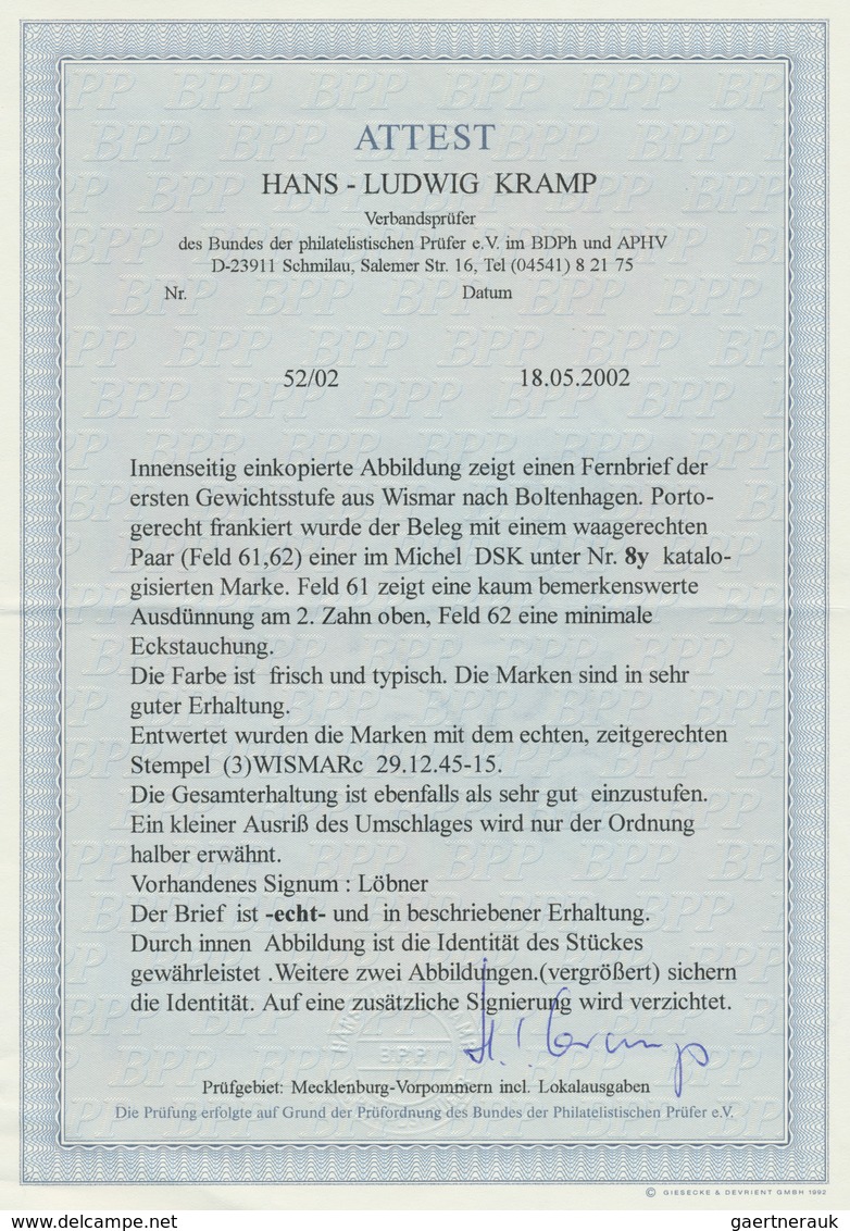 19822 Sowjetische Zone - Mecklenburg-Vorpommern: 1945, 6 Pf Schwarz Auf Maigrün, Waagerechtes Paar Als Por - Other & Unclassified