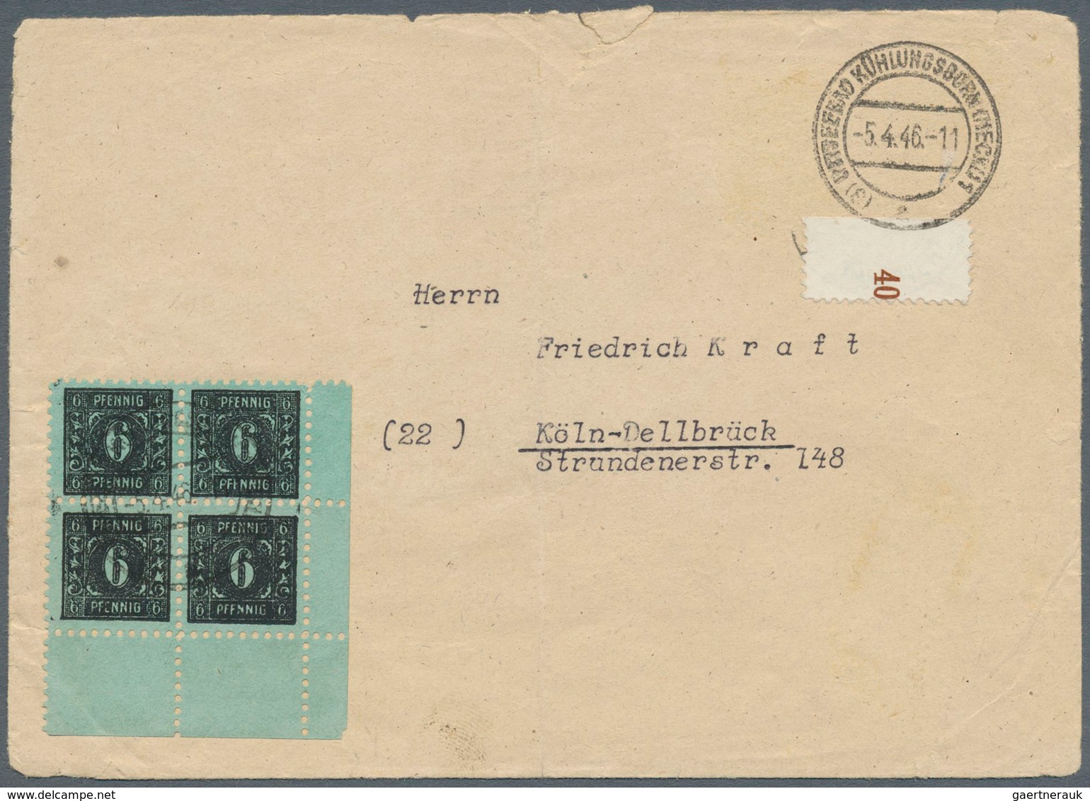 19824 Sowjetische Zone - Mecklenburg-Vorpommern: 1945, 6 Pf Schwarz Auf Maigrün, 4er-Block Von Der Rechten - Sonstige & Ohne Zuordnung