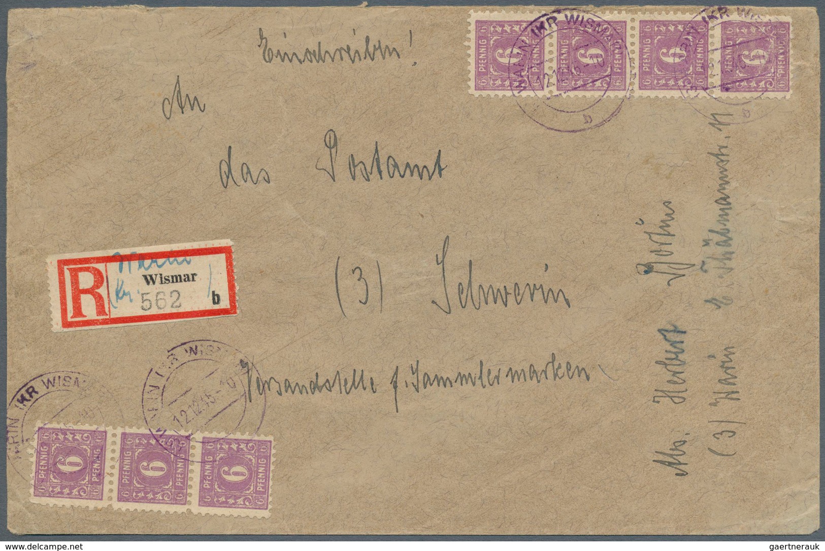 19828 Sowjetische Zone - Mecklenburg-Vorpommern: 1945, 6 Pf Dkl'rotviolett Auf Glattem Papier, 7 Stück (3e - Other & Unclassified