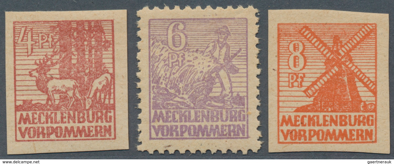 19850 Sowjetische Zone - Mecklenburg-Vorpommern: 1946, Abschiedsserie 4 Pfg., 6 Pfg. Und 8 Pfg. Postfrisch - Other & Unclassified