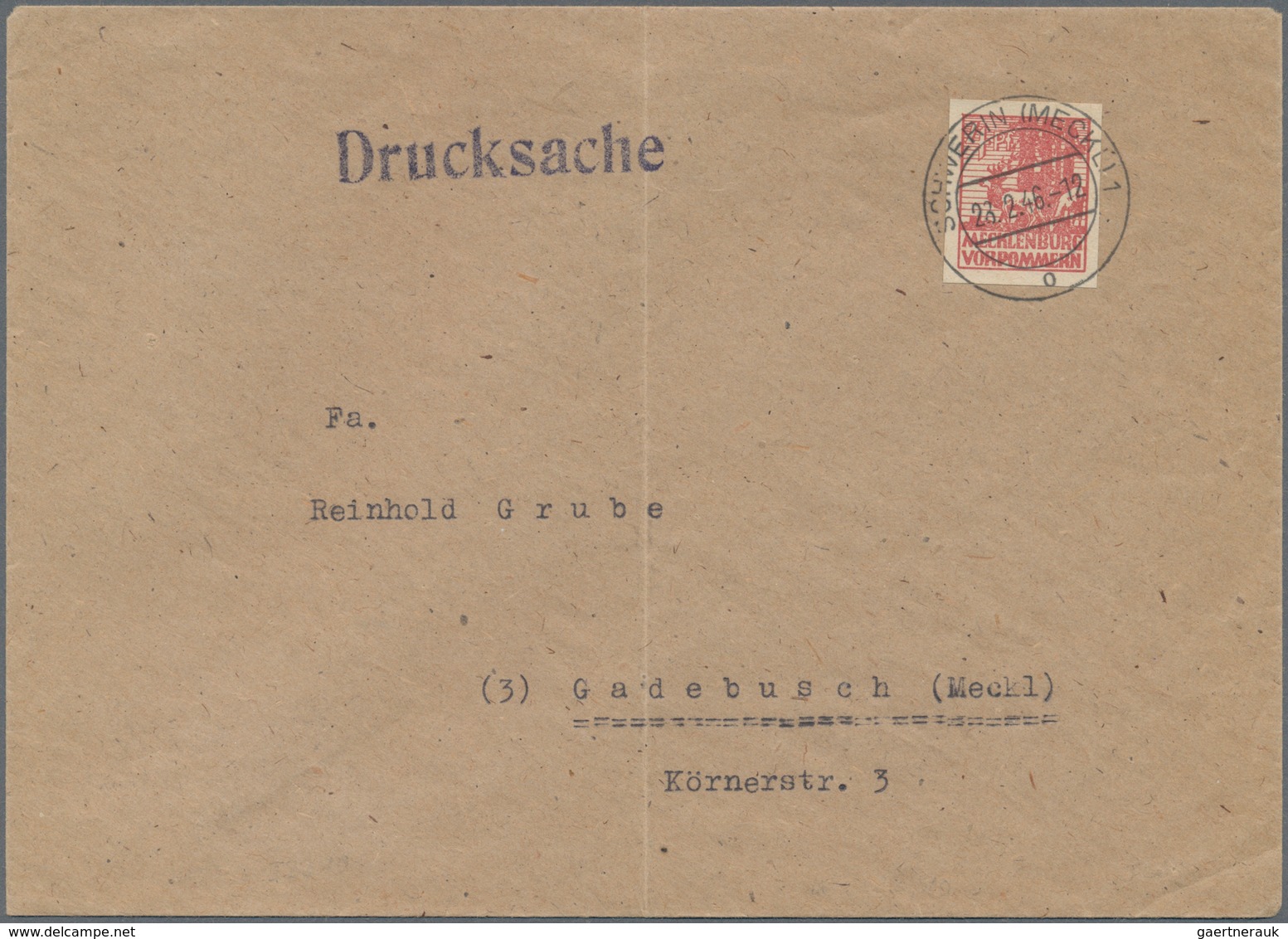 19851 Sowjetische Zone - Mecklenburg-Vorpommern: 1946, 4 Pf Lebhaftbräunlichrot, Portogerechte Einzelfrank - Sonstige & Ohne Zuordnung