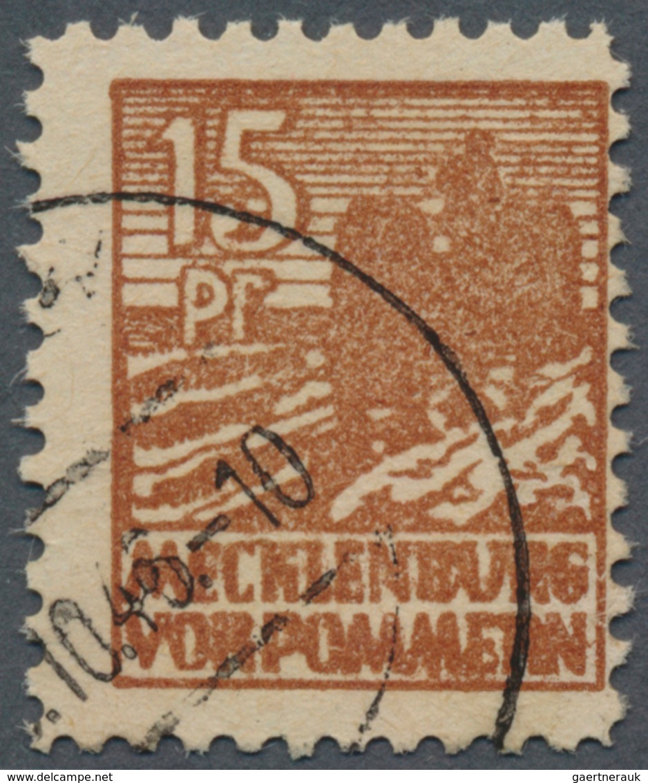 19864 Sowjetische Zone - Mecklenburg-Vorpommern: 1946: 15 Pfg, Dünnes Glattes Papier, Glatte Gummierung, S - Sonstige & Ohne Zuordnung