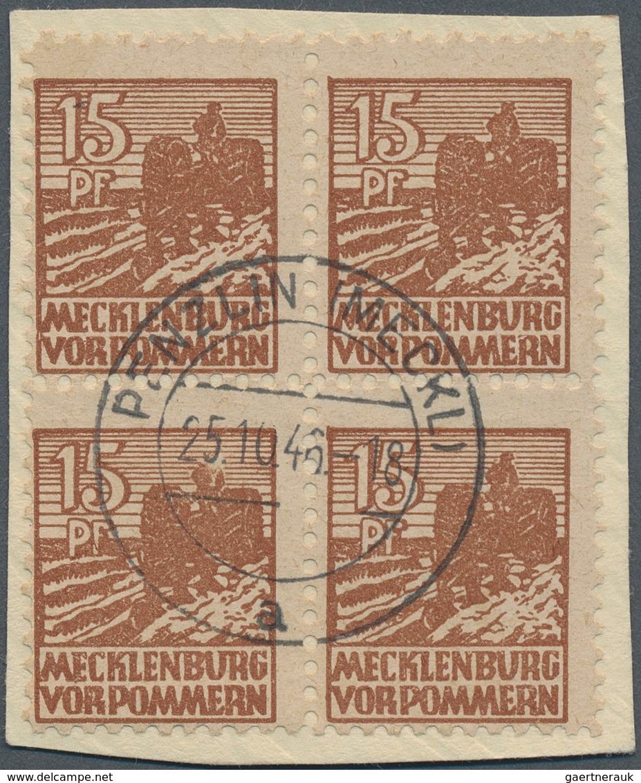 19865 Sowjetische Zone - Mecklenburg-Vorpommern: 1946, 15 Pfg. Gelbbraun Auf Dünnem Glatten Papier "z", 4e - Sonstige & Ohne Zuordnung