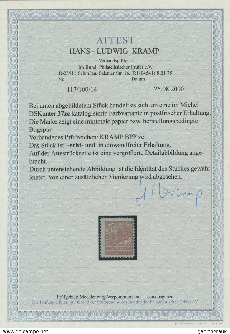 19867 Sowjetische Zone - Mecklenburg-Vorpommern: 1946, Abschiedsserie 15 Pfg. Auf Grauem Z-Papier, Postfri - Sonstige & Ohne Zuordnung