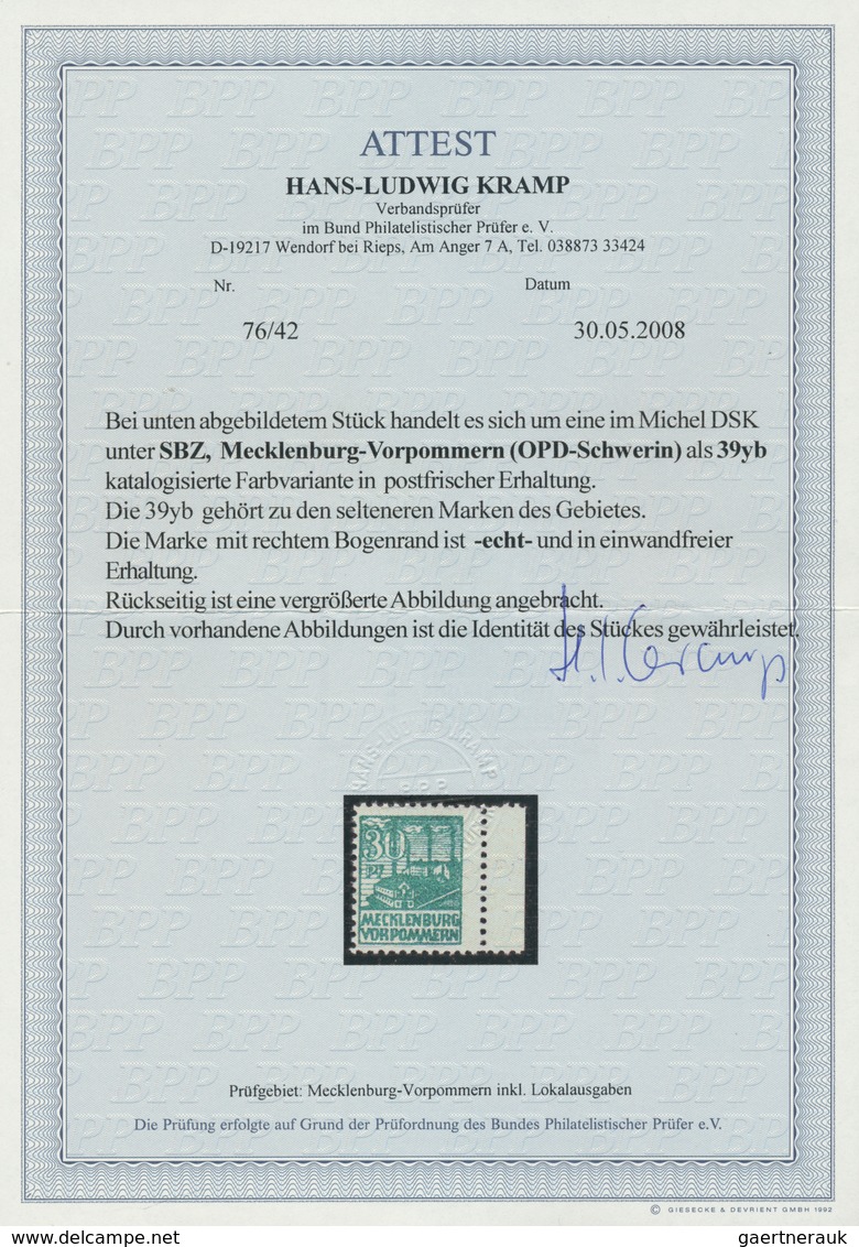 19869 Sowjetische Zone - Mecklenburg-Vorpommern: 1946, 30 Pfg. Schwärzlichbläulichgrün, Postfrisches Exemp - Sonstige & Ohne Zuordnung