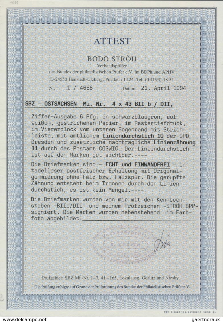 19894 Sowjetische Zone - Ost-Sachsen: 1945, 6 Pf. Schw'blaugrün Mit Amtlichem Durchstich Sowie Nachträglic - Other & Unclassified