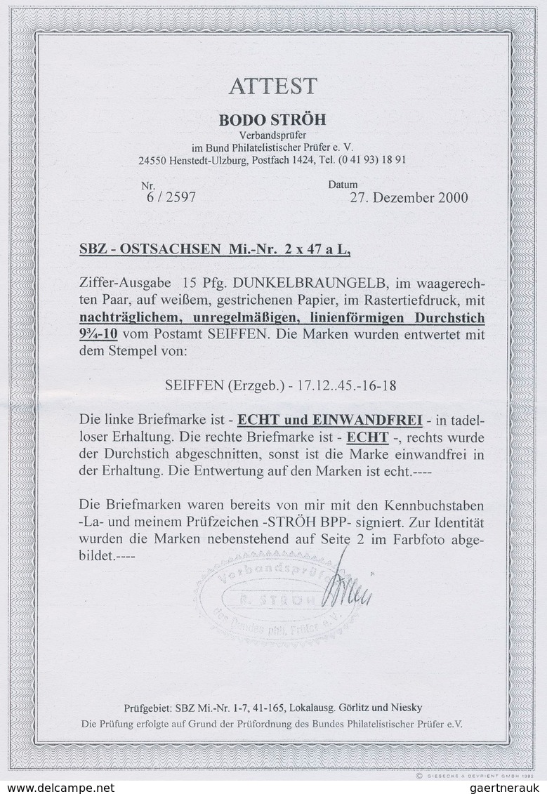 19903 Sowjetische Zone - Ost-Sachsen: 1945, Ziffer 15 Pf Dunkelbraungelb Mit Nachträglichem, Unregelmäßige - Other & Unclassified