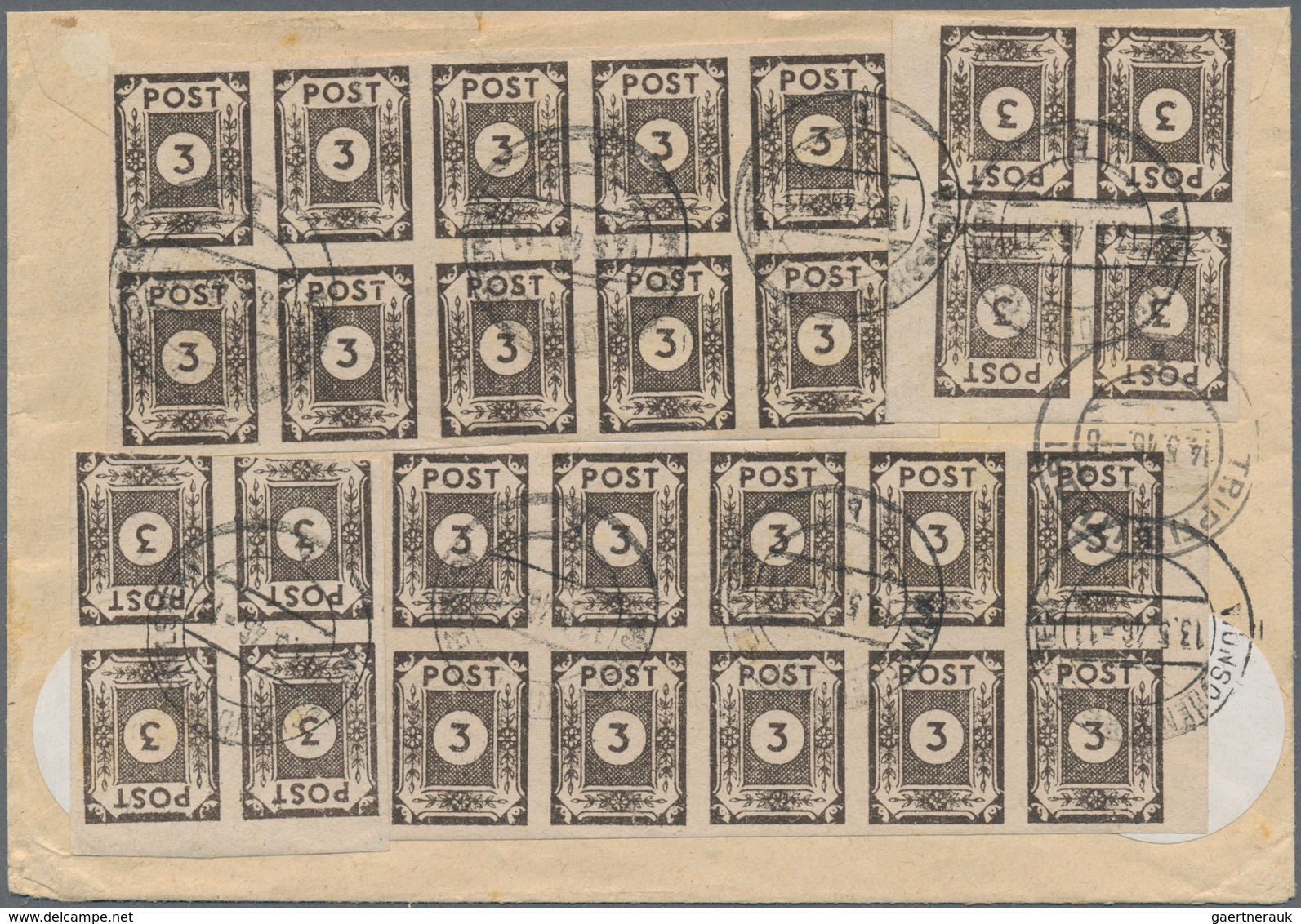 19907 Sowjetische Zone - Ost-Sachsen: 1945, 3 Pf Schwarzbraun, 36 Stück Als Portogerechte Massen-MeF Auf E - Other & Unclassified