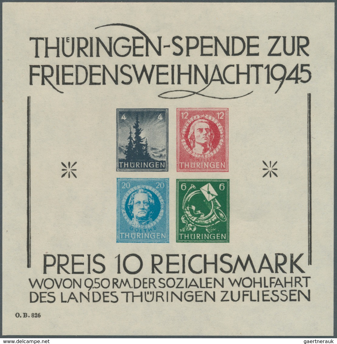 19988 Sowjetische Zone - Thüringen: 1945, Großer Weihnachtsblock "Thüringer Spende Zur Friedensweihnacht 1 - Sonstige & Ohne Zuordnung