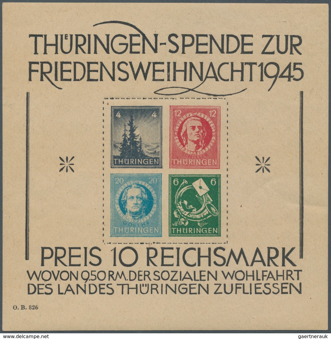 19989 Sowjetische Zone - Thüringen: 1945, Weihnachtsblock In Type I Auf Gelblichgrauem Papier Mit Feiner N - Other & Unclassified