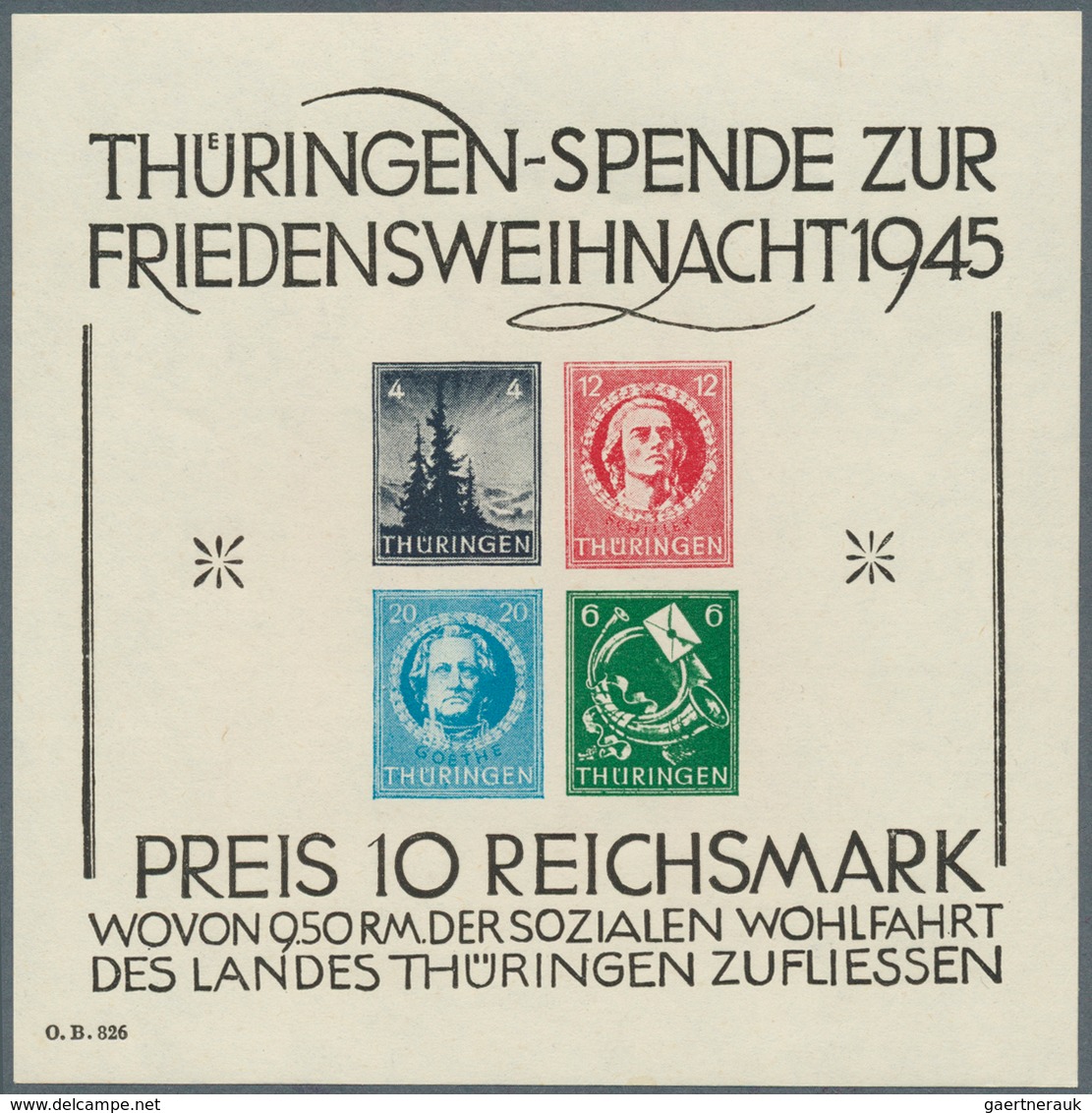 19993 Sowjetische Zone - Thüringen: 1945, Weihnachts-Block OHNE DURCHSTICH, Der Seltene Sonderdruck, Welch - Other & Unclassified