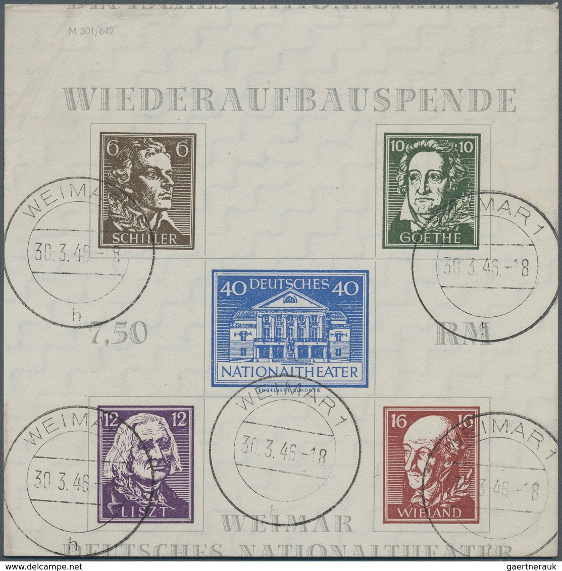 19999 Sowjetische Zone - Thüringen: 1946, Theaterblock Mit Den Wertstufen 6 Pf Bis 40 Pf, Mit Wz. XZ "Stuf - Other & Unclassified