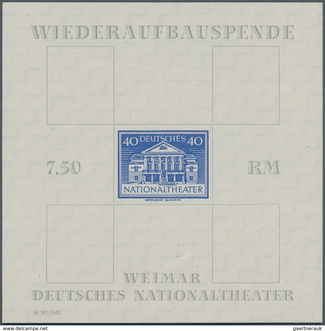 20019 Sowjetische Zone - Thüringen: 1946, Theaterblock Mit Fehlenden Wertstufen 6 Pf, 10 Pf, 12 Pf Und 16 - Other & Unclassified