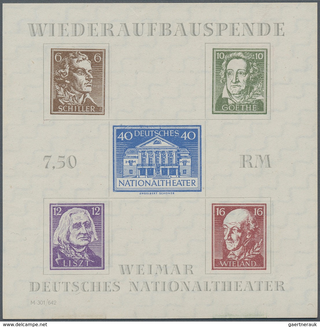 20024 Sowjetische Zone - Thüringen: 1946, Theaterblock Auf Weißem Papier Mit Wasserzeichen X Ohne Gummieru - Other & Unclassified