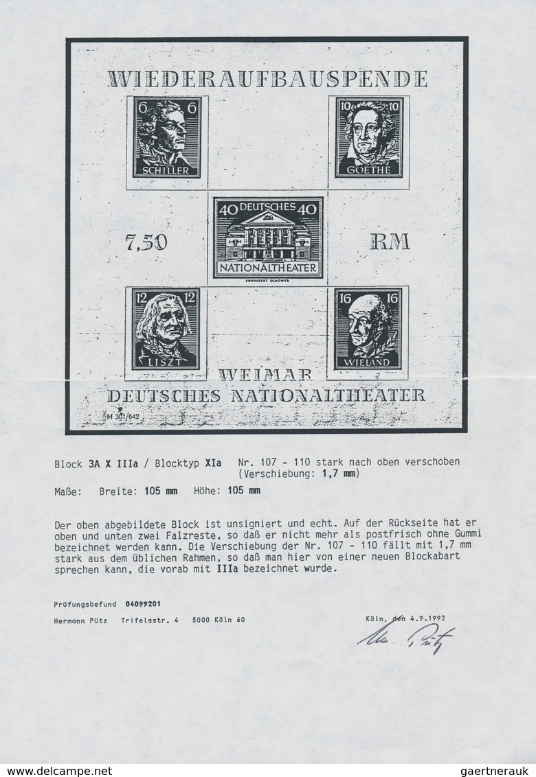 20025 Sowjetische Zone - Thüringen: 1946, Theaterblock Auf Weißem Papier Mit Wasserzeichen X Ohne Gummieru - Other & Unclassified