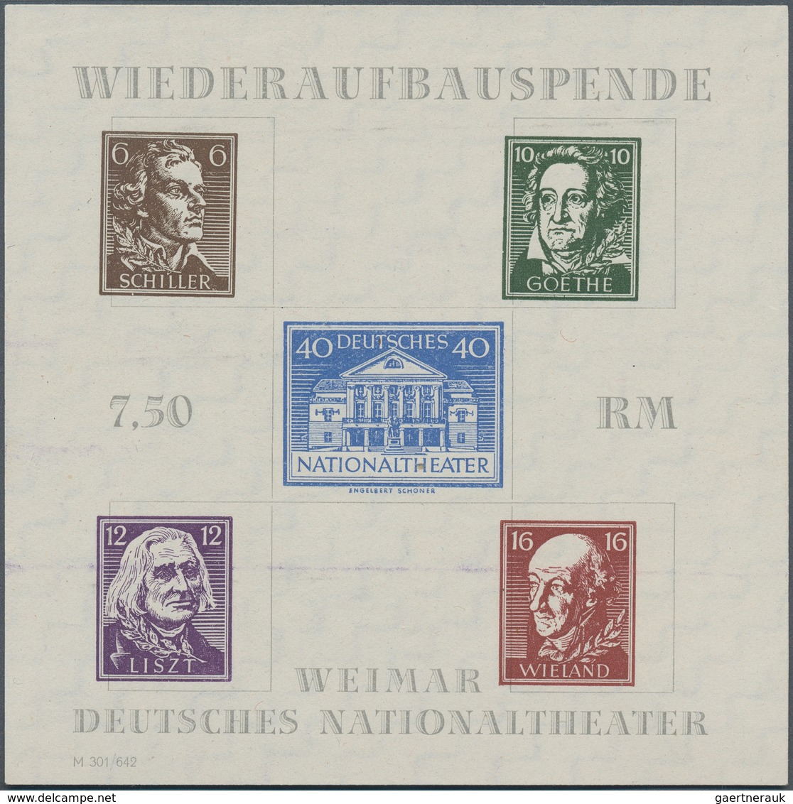 20027 Sowjetische Zone - Thüringen: 1946, Theaterblock Mit Wz. XZ "Stufen Flach Fallend" (von Der Rückseit - Other & Unclassified