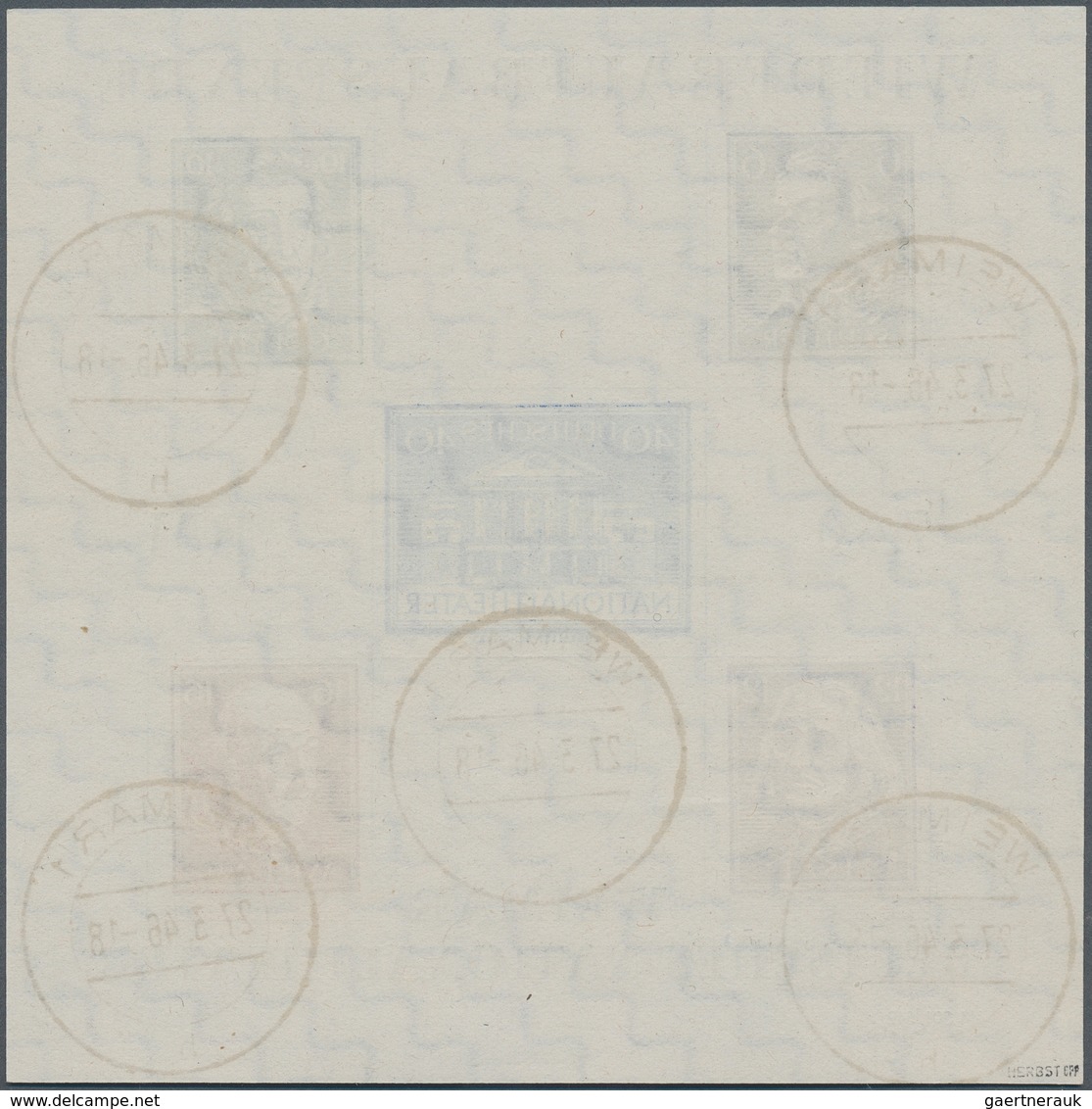 20028 Sowjetische Zone - Thüringen: 1946, Theaterblock Mit Wz. XZ "Stufen Flach Fallend" (von Der Rückseit - Other & Unclassified