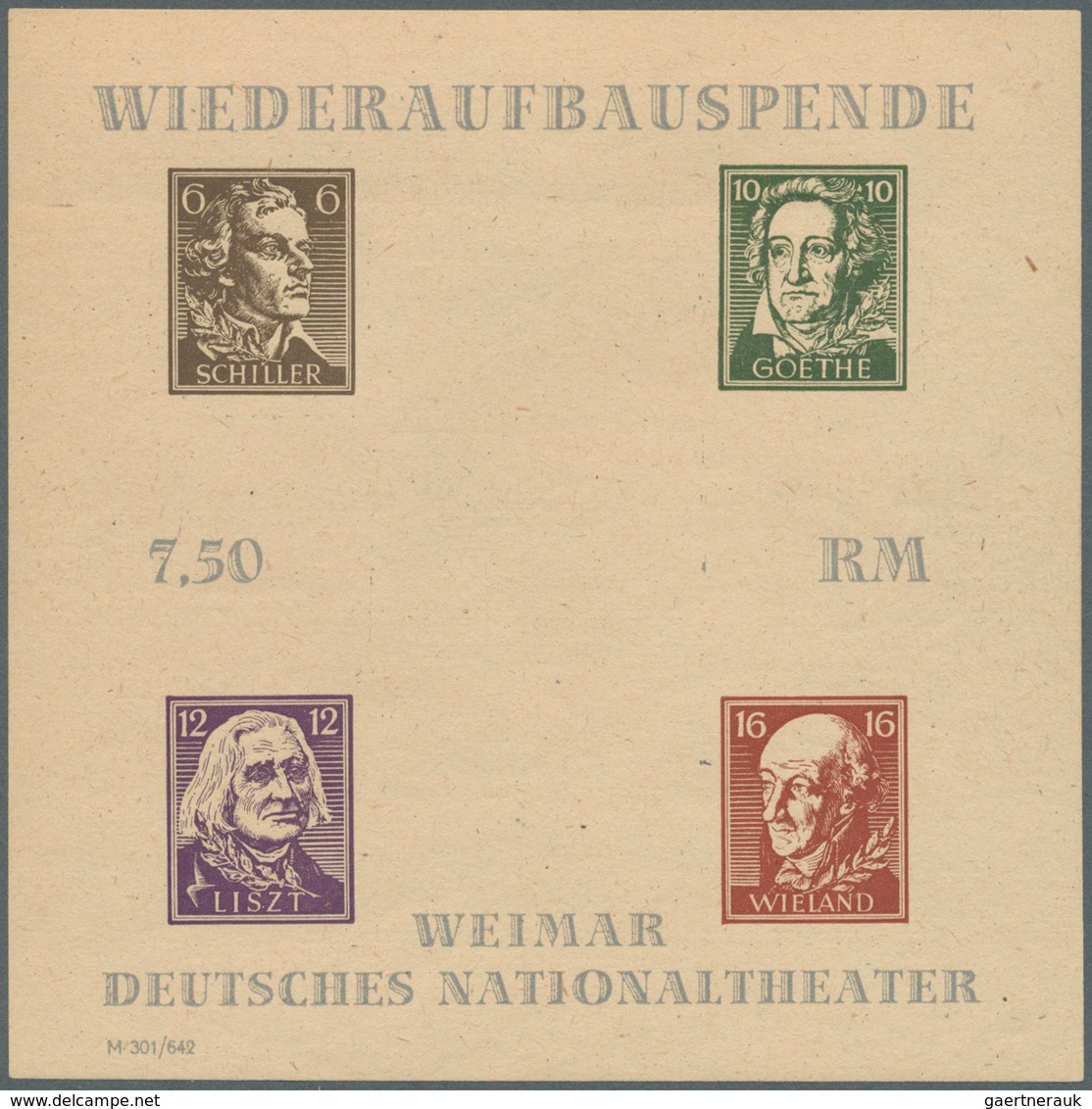 20036 Sowjetische Zone - Thüringen: 1946, Ausgesucht Schöner Block "Wiederaufbau Des Deutschen Nationalthe - Other & Unclassified