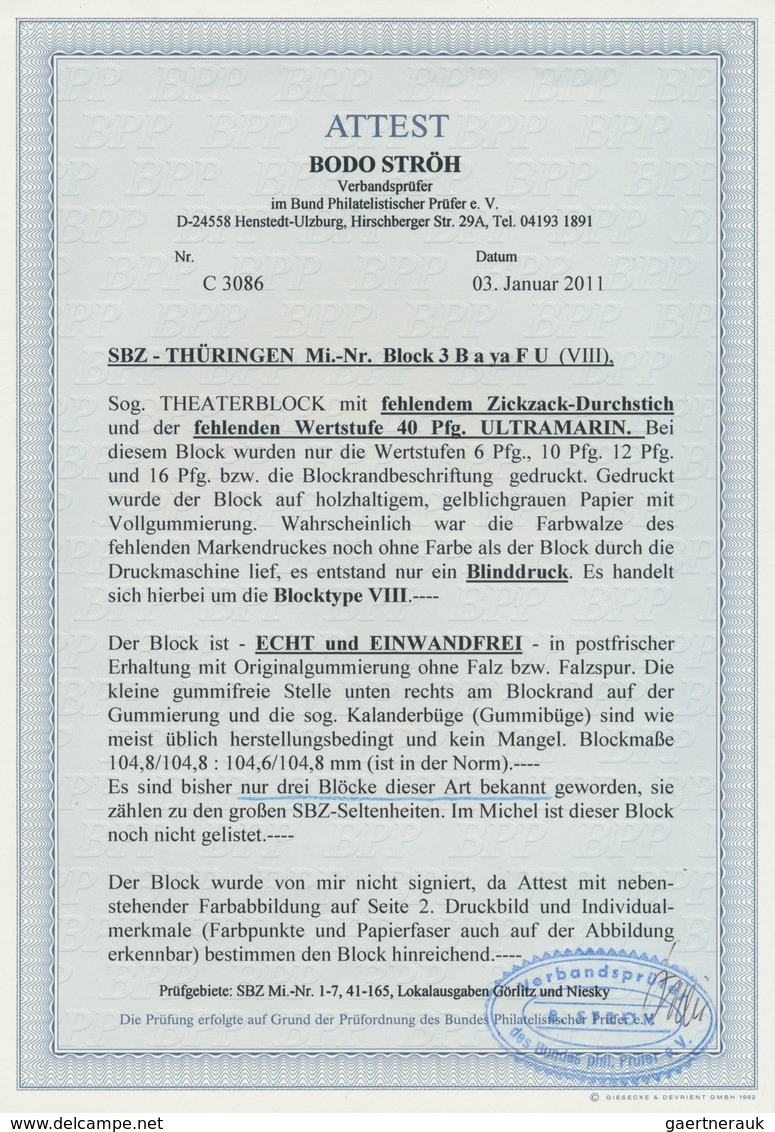 20036 Sowjetische Zone - Thüringen: 1946, Ausgesucht Schöner Block "Wiederaufbau Des Deutschen Nationalthe - Other & Unclassified