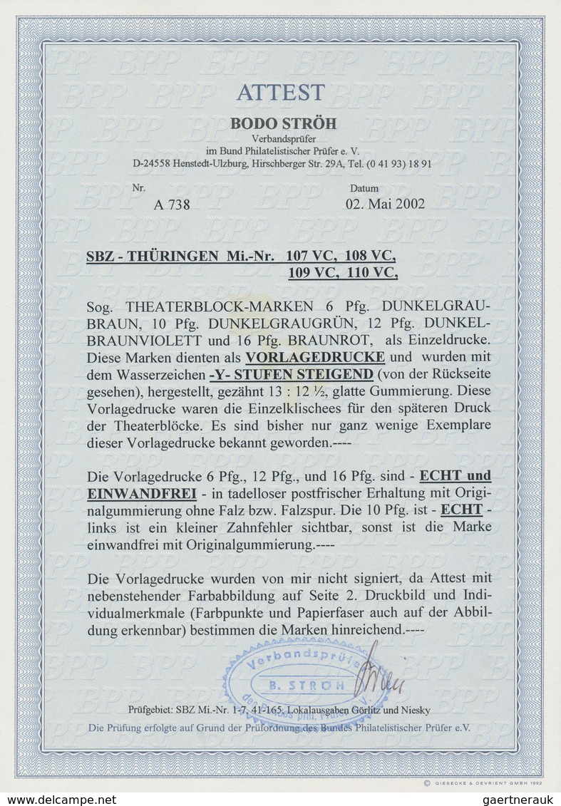 20043 Sowjetische Zone - Thüringen: 1946, Einzelandrucke 6 Pf Bis 16 Pf Der Blockausgabe Nationaltheater W - Other & Unclassified