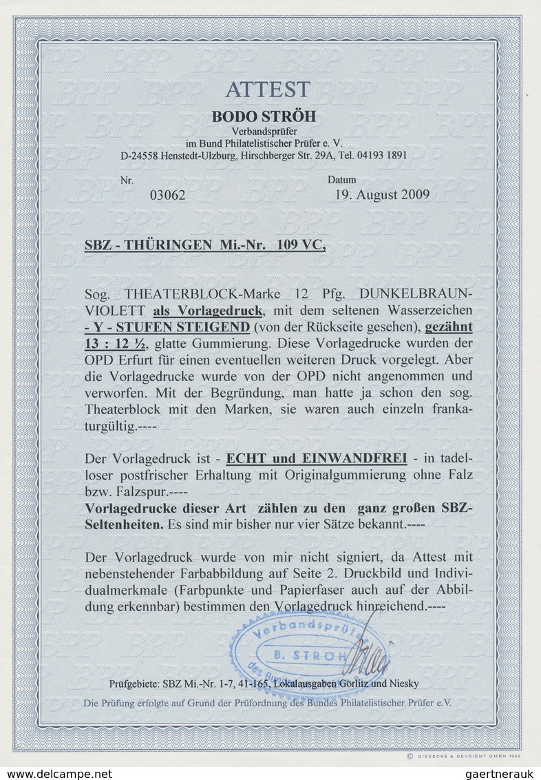 20046 Sowjetische Zone - Thüringen: 1946, Einzelandruck 12 Pf Dunkelbraunviolett Der Blockausgabe National - Other & Unclassified