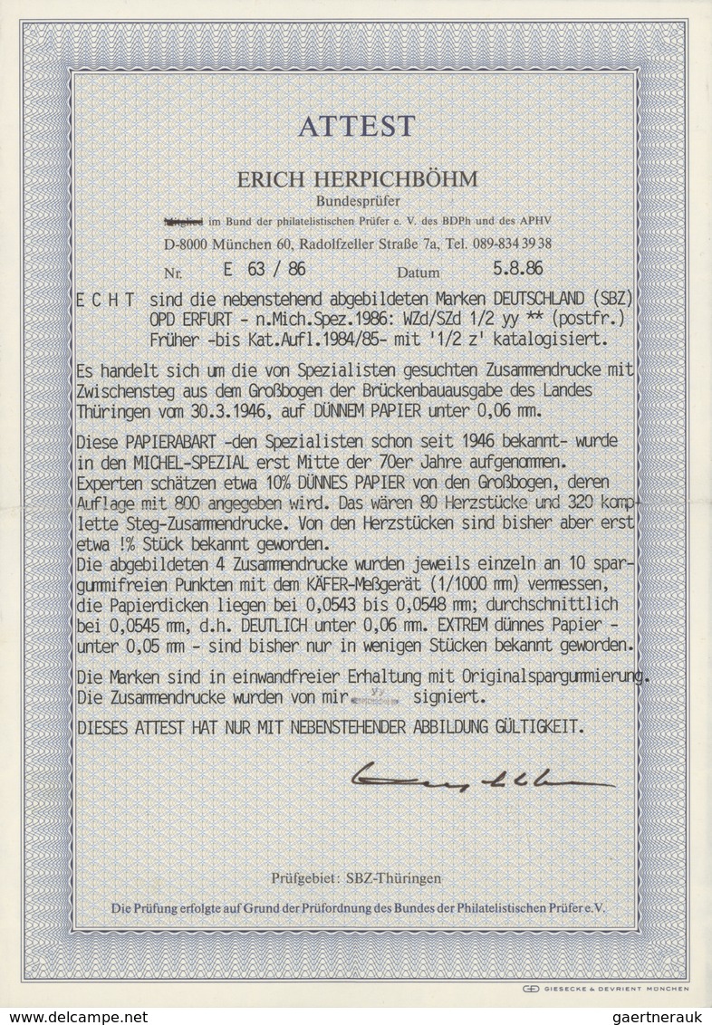 20056 Sowjetische Zone - Thüringen: 1946: Senkrechte Und Waagerechte "Zwischenstegpaare" Auf Dünnem Papier - Other & Unclassified