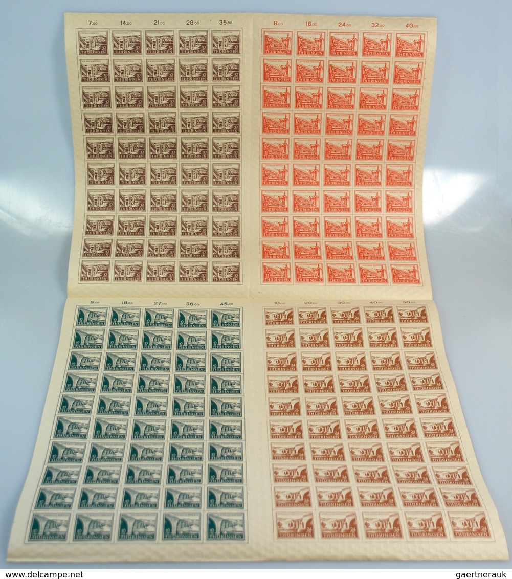 20058 Sowjetische Zone - Thüringen: 1946, Grossbogen BRÜCKENBAU, Mi-Nr. 112/15 Zusammenhängend á 50 Marken - Other & Unclassified