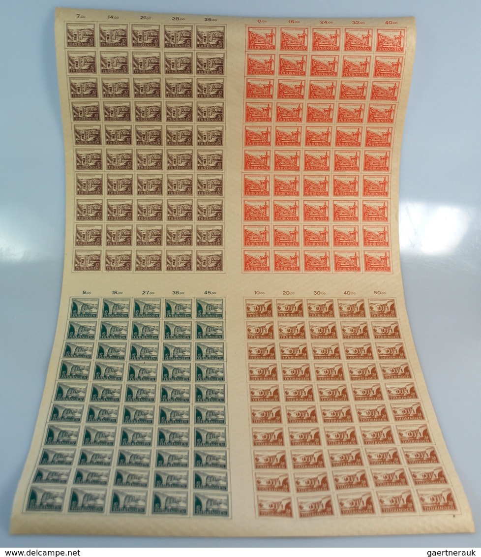 20058 Sowjetische Zone - Thüringen: 1946, Grossbogen BRÜCKENBAU, Mi-Nr. 112/15 Zusammenhängend á 50 Marken - Other & Unclassified