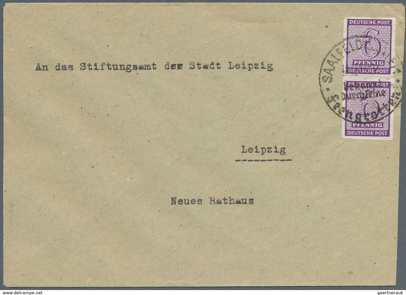 20063 Sowjetische Zone - West-Sachsen: 1945, 6 Pf Dkl'rotviolett, Portogerechte EF Auf Postkarte Von Leipz - Other & Unclassified