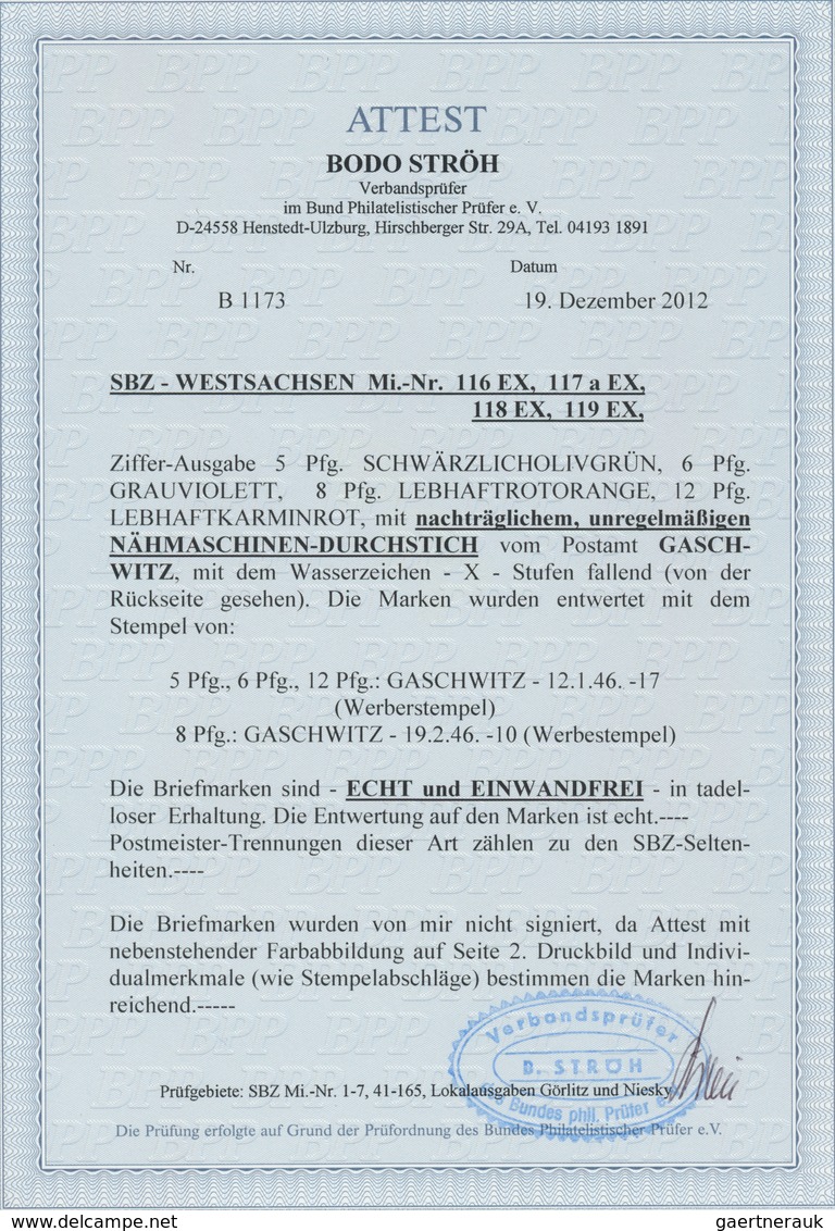 20074 Sowjetische Zone - West-Sachsen: 1945, Ziffernserie Mit Postmeistertrennung Gaschwitz Durchstochen 1 - Andere & Zonder Classificatie