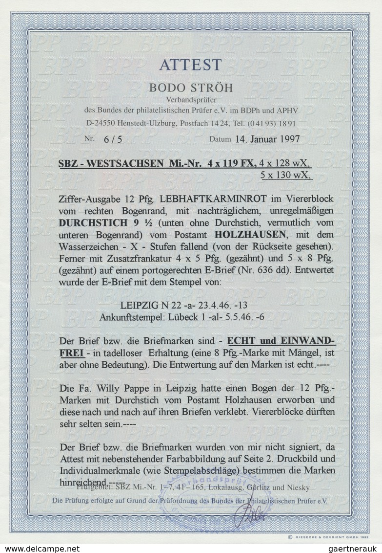 20075 Sowjetische Zone - West-Sachsen: 1945, Freimarken: Ziffern 12 Pf Lebhaftkarminrot, Wasserzeichen Fal - Other & Unclassified