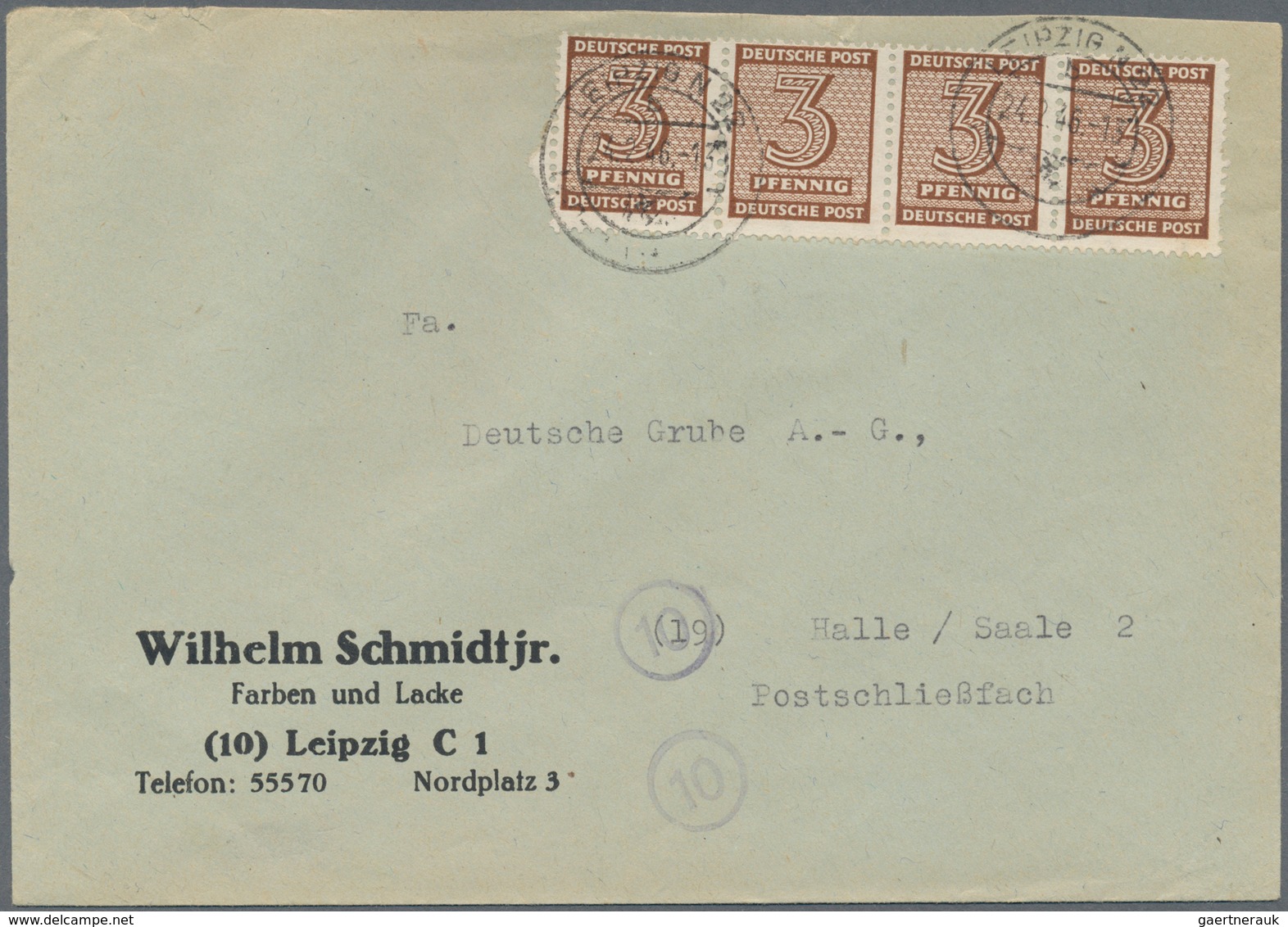 20082 Sowjetische Zone - West-Sachsen: 1945, 3 Pf Orangebraun, Jeweils Als 4er-Block Bzw. 4er-Streifen In - Other & Unclassified