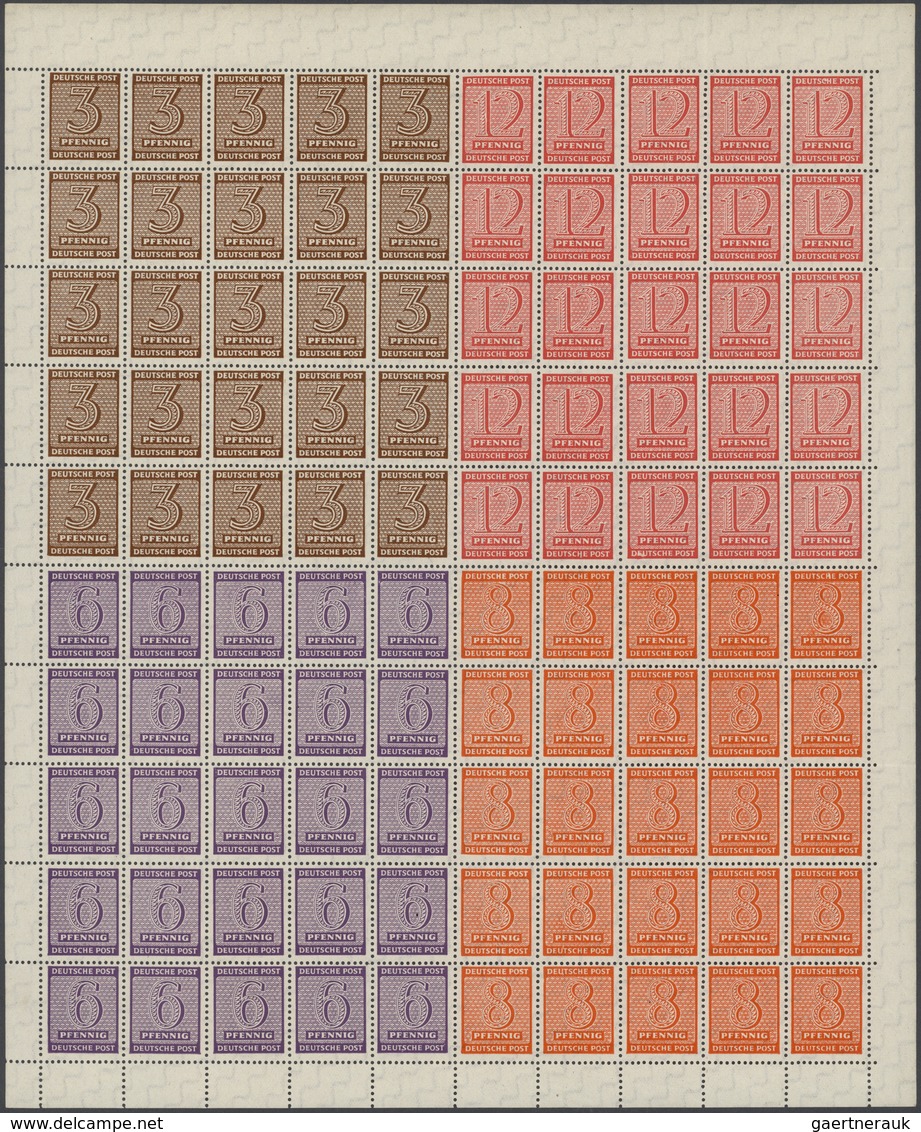 20089 Sowjetische Zone - West-Sachsen: 1945, Freimarken Ziffern, Beide Großbögen (gefaltet), Postfrisch Mi - Other & Unclassified