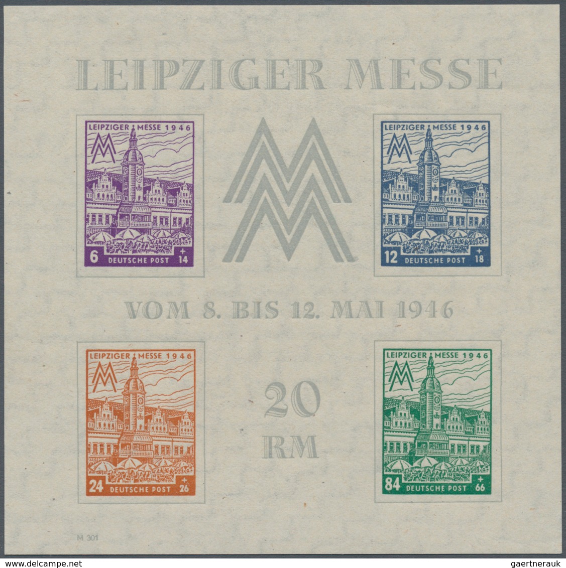 20100 Sowjetische Zone - West-Sachsen: 1946, 2 Postfrische Leipziger Messe-Block Ausgaben Bl. 5 X Type V, - Other & Unclassified