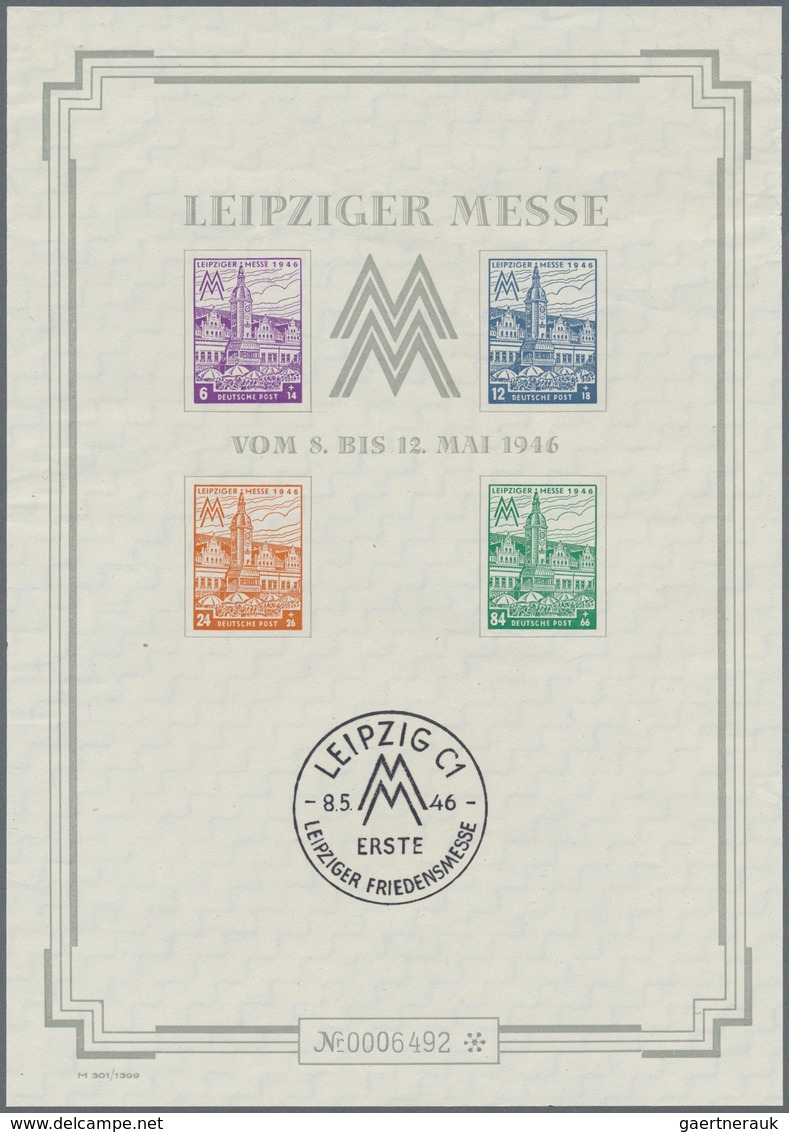 20105 Sowjetische Zone - West-Sachsen: 1946, Großblock Leipziger Messe Mit Nr. 0006492 Ungebraucht Ohne Gu - Other & Unclassified