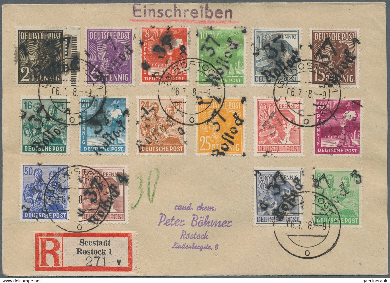 20127 Sowjetische Zone - Bezirkshandstempel - VIII - Bez. 37 (Schwerin): 1948, Sammlerbrief Mit Arbeitersa - Sonstige & Ohne Zuordnung