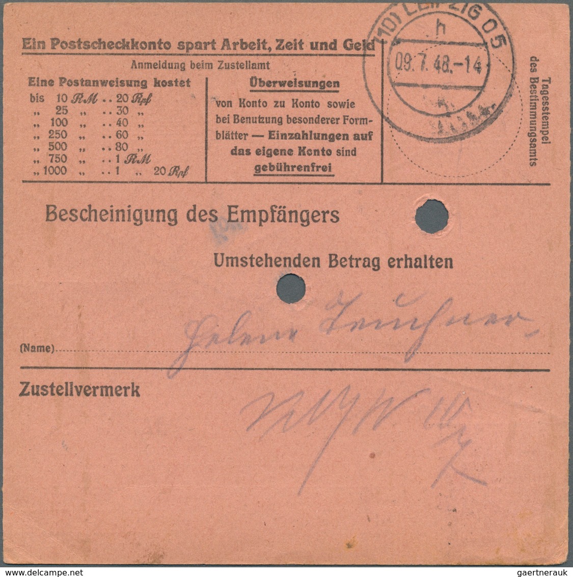 20131 Sowjetische Zone - Bezirkshandstempel - X - Bez. 41 (Chemnitz): 1948, 40 Pf Arbeiter Mit Handstempel - Other & Unclassified