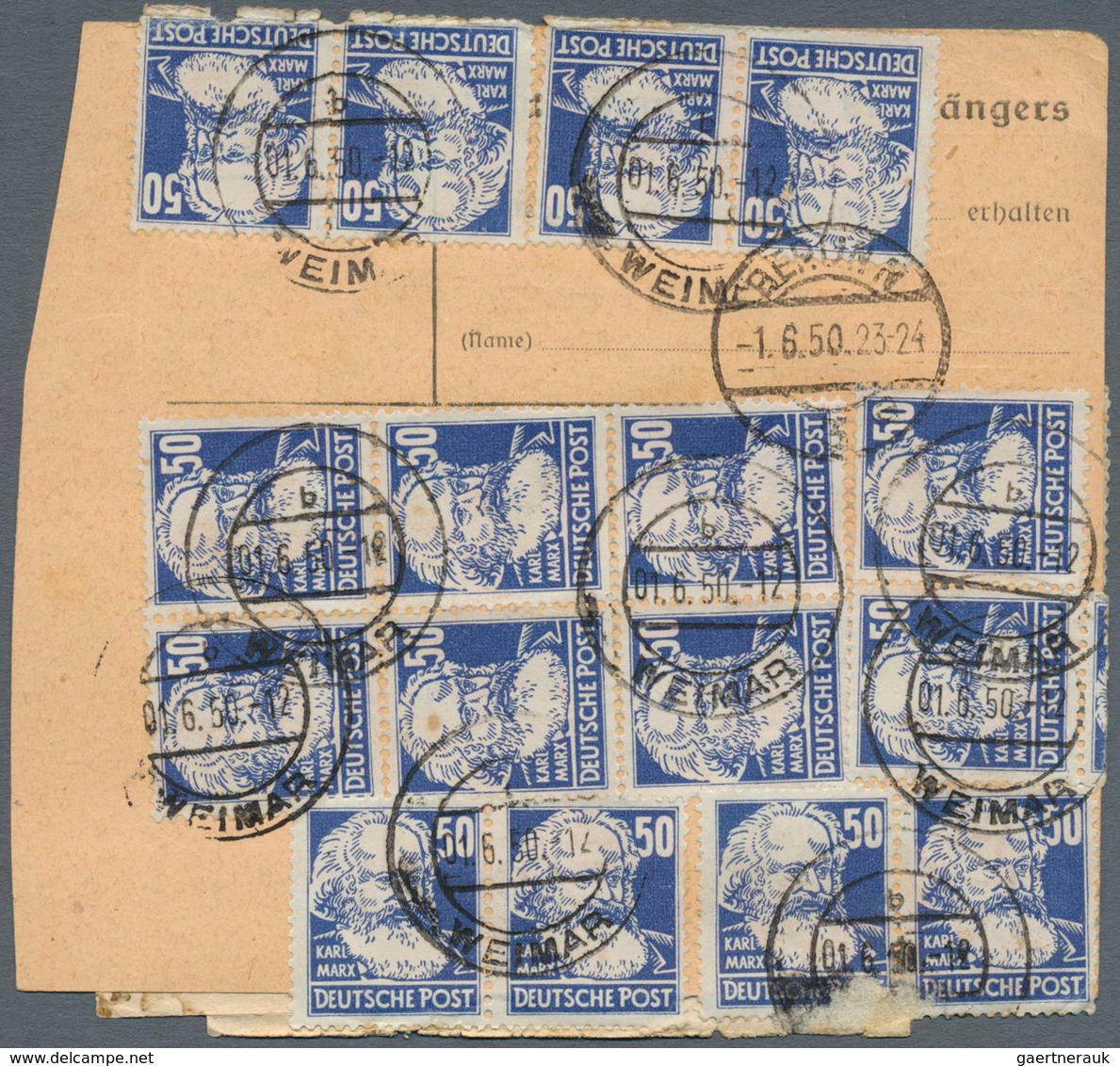 20162 Sowjetische Zone - Allgemeine Ausgaben: 1948, 50 Pf Violettblau Köpfe, 20 Stück Als Portogerechte Ma - Other & Unclassified
