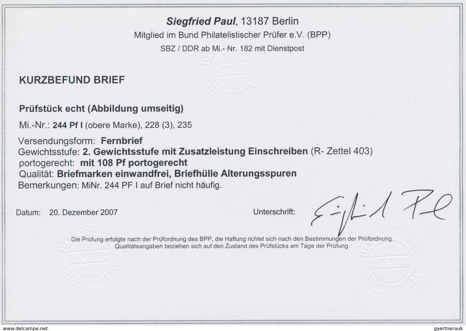 20185 DDR: 1949, "30 Pfg. Postgewerkschaft" Im Senkr. Paar Mit Zusatzfrankatur Als Portorichtige MiF Auf R - Other & Unclassified